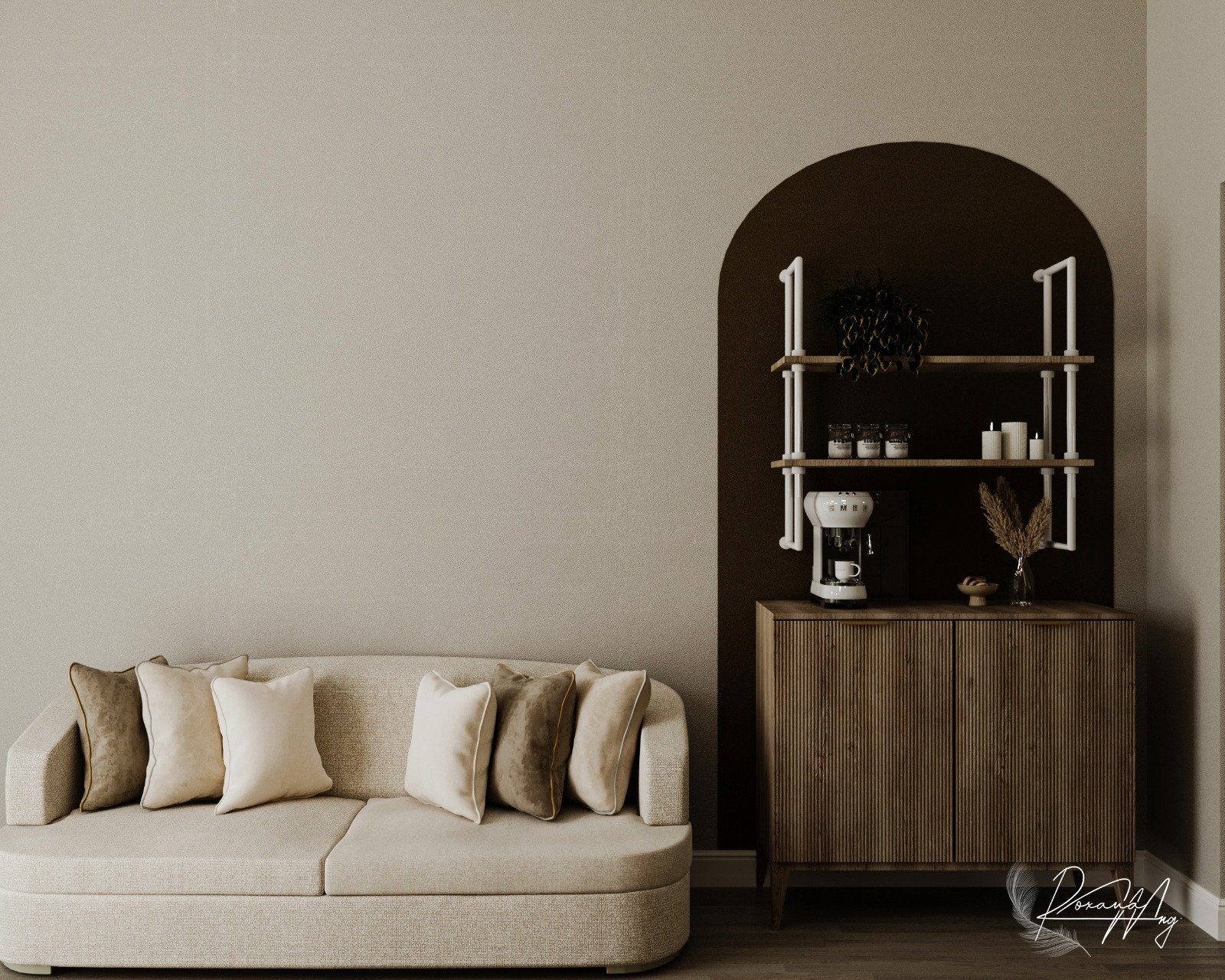 Zonă relaxare — alb & bej